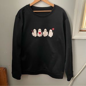 SHEIN XL Black Sweatshirt With Ghosts